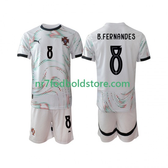 Portugal Trøje Bruno Fernandes 8 Børn Udebane Fodboldsæt 2025-2026 Kortærmet