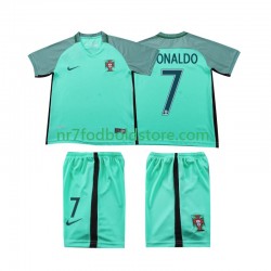 Portugal Trøje Cristiano Ronaldo 7 2016 Retro Børn Udebane Fodboldsæt Kortærmet