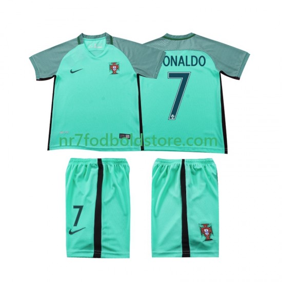 Portugal Trøje Cristiano Ronaldo 7 2016 Retro Børn Udebane Fodboldsæt Kortærmet