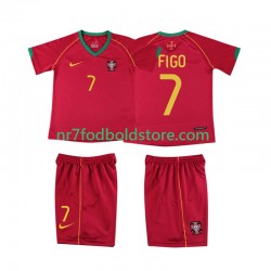Portugal Trøje FIGO 7 Retro Børn Hjemmebane Fodboldsæt 2006 Kortærmet