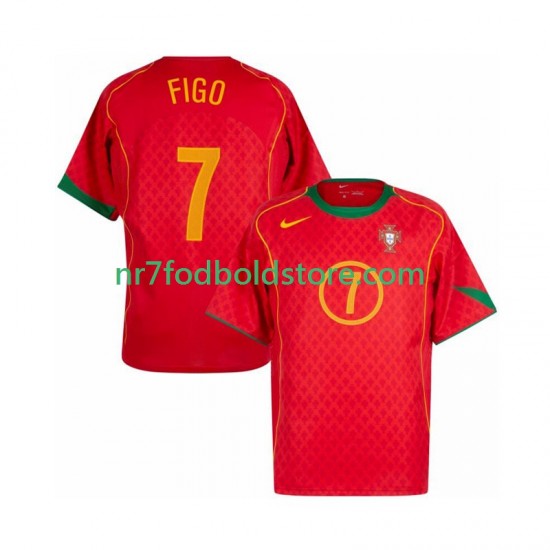 Portugal Trøje Figo 7 Retro Mænd Hjemmebane Fodboldsæt 2004 Kortærmet