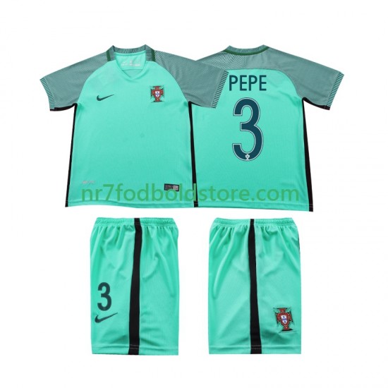 Portugal Trøje PEPE 3 2016 Retro Børn Udebane Fodboldsæt Kortærmet
