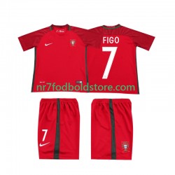 Portugal Trøje FIGO 7 2016 Retro Børn Hjemmebane Fodboldsæt Kortærmet