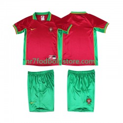Portugal Trøje Retro Børn Hjemmebane Fodboldsæt 1998 Kortærmet