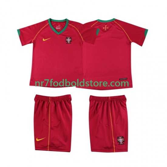 Portugal Trøje Retro Børn Hjemmebane Fodboldsæt 2006 Kortærmet