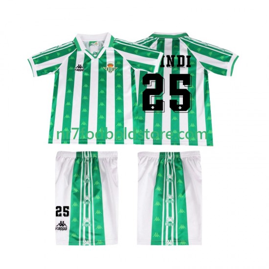 Real Betis Trøje FINIDI 25 1996 1997 Retro Børn Hjemmebane Fodboldsæt Kortærmet