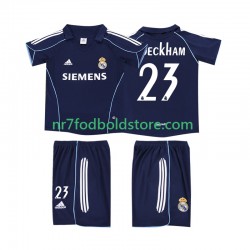 Real Madrid Trøje BECKHAM 23 2005 Retro Børn Udebane Fodboldsæt 2006 Kortærmet