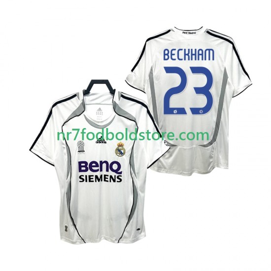 Real Madrid Trøje BECKHAM 23 2007 Retro Mænd Hjemmebane Fodboldsæt 2006 Kortærmet