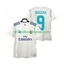 Real Madrid Trøje BENZEMA 9 2017 2018 Retro Mænd Hjemmebane Fodboldsæt Kortærmet