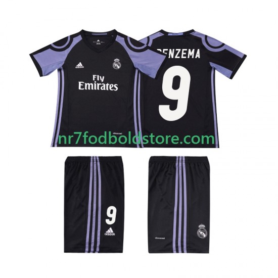 Real Madrid Trøje BENZEMA 9 2016 2017 Retro Børn 3. Valg Fodboldsæt Kortærmet