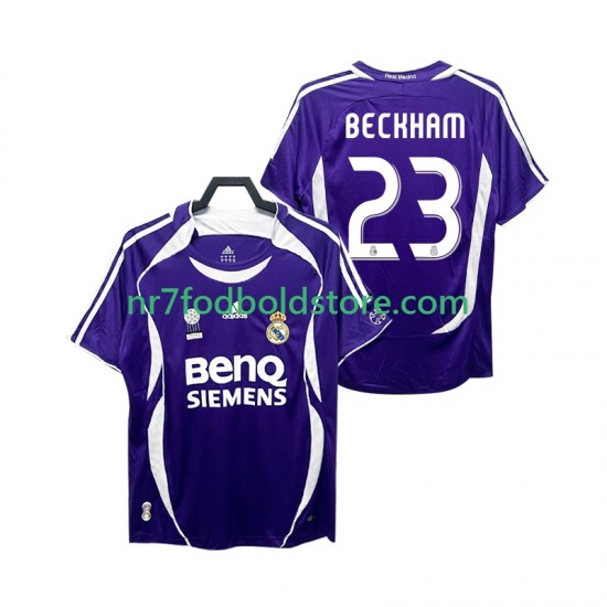 Real Madrid Trøje Beckham 23 2007 Retro Mænd Udebane Fodboldsæt 2006 Kortærmet