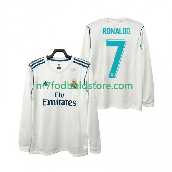 Real Madrid Trøje CRISTIANO RONALDO 7 2017 2018 Retro Mænd Hjemmebane Fodboldsæt Langærmet