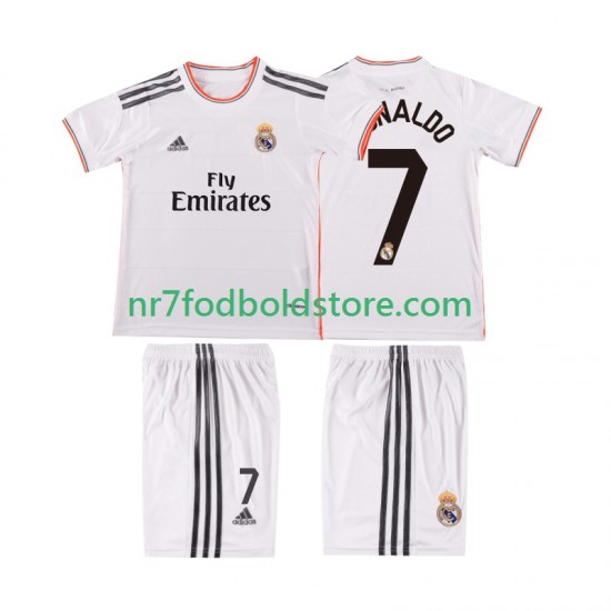 Real Madrid Trøje Cristiano Ronaldo 7 2013 2014 Retro Børn Hjemmebane Fodboldsæt Kortærmet