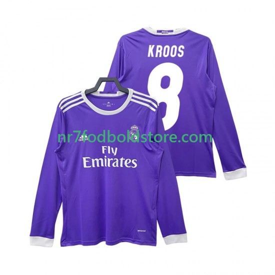 Real Madrid Trøje KROOS 8 2016 2017 Retro Mænd Udebane Fodboldsæt Langærmet