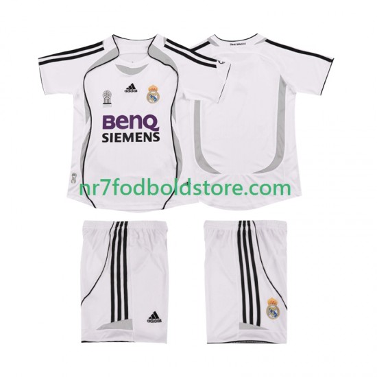 Real Madrid Trøje 2007 Retro Børn Hjemmebane Fodboldsæt 2006 Kortærmet
