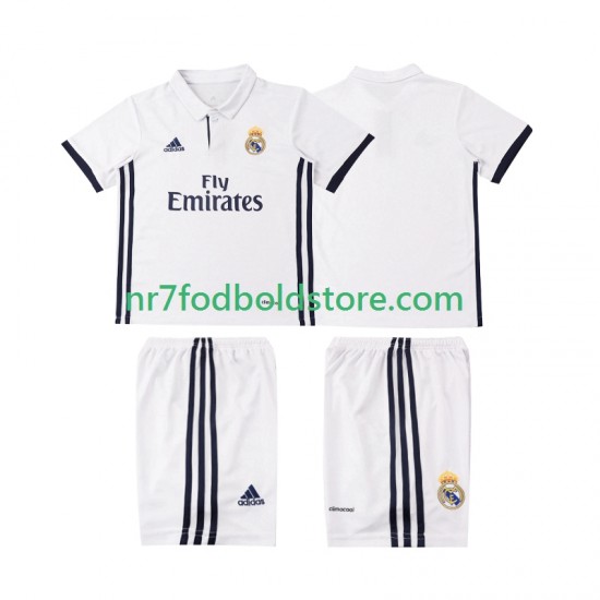 Real Madrid Trøje 2016 2017 Retro Børn Hjemmebane Fodboldsæt Kortærmet