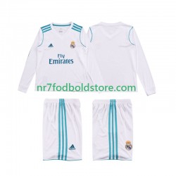 Real Madrid Trøje 2017 2018 Retro Børn Hjemmebane Fodboldsæt Langærmet