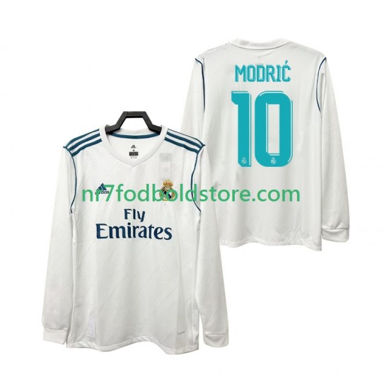 Real Madrid Trøje Modrić 10 2017 2018 Retro Mænd Hjemmebane Fodboldsæt Langærmet