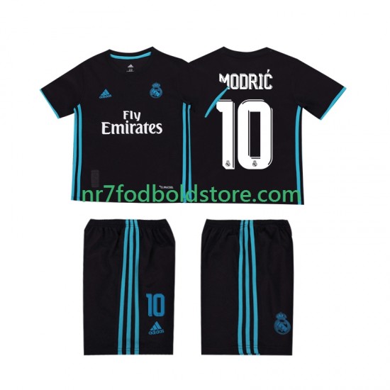 Real Madrid Trøje Modrić 10 2017 2018 Retro Børn Udebane Fodboldsæt Kortærmet