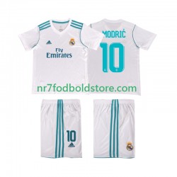 Real Madrid Trøje Modrić 10 2017 2018 Retro Børn Hjemmebane Fodboldsæt Kortærmet