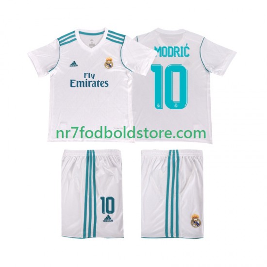 Real Madrid Trøje Modrić 10 2017 2018 Retro Børn Hjemmebane Fodboldsæt Kortærmet