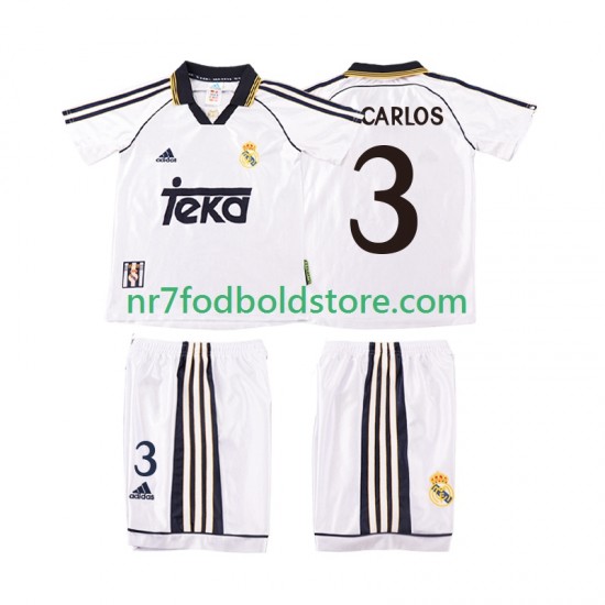Real Madrid Trøje R CARLOS 3 2000 Retro Børn Hjemmebane Fodboldsæt 1998 Kortærmet