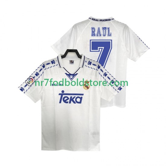 Real Madrid Trøje RAUL 7 1996 1997 Retro Mænd Hjemmebane Fodboldsæt Kortærmet