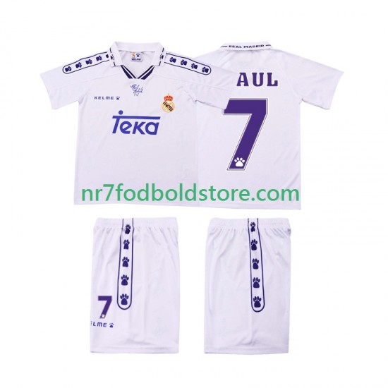 Real Madrid Trøje RAUL 7 1996 Retro Børn Hjemmebane Fodboldsæt 1994 Kortærmet