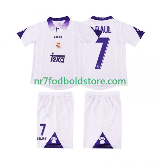 Real Madrid Trøje RAUL 7 1997 Retro Børn Hjemmebane Fodboldsæt 1998 Kortærmet
