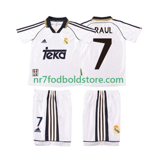 Real Madrid Trøje RAUL 7 2000 Retro Børn Hjemmebane Fodboldsæt 1998 Kortærmet