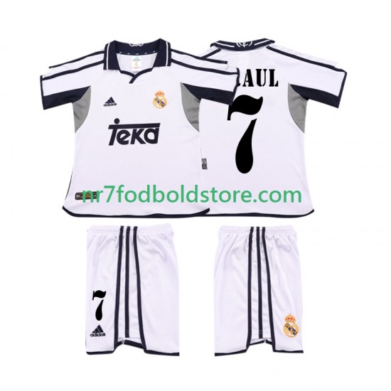 Real Madrid Trøje RAUL 7 2001 Retro Børn Hjemmebane Fodboldsæt 2002 Kortærmet