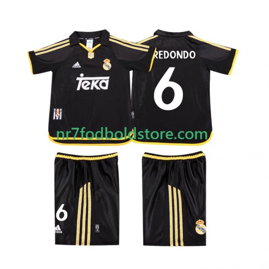 Real Madrid Trøje REDONDO 6 2001 Retro Børn Udebane Fodboldsæt 1999 Kortærmet