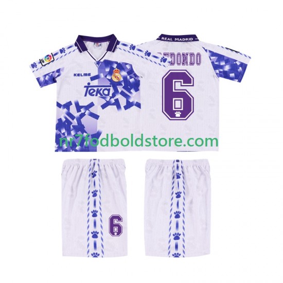 Real Madrid Trøje REDONDO 6 1996 1997 Retro Børn 3. Valg Fodboldsæt Kortærmet