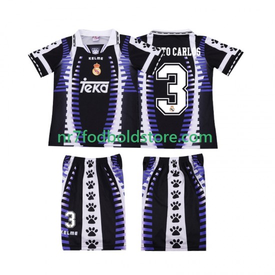 Real Madrid Trøje ROBERTO CARLOS 3 1997 Retro Børn 3. Valg Fodboldsæt 1998 Kortærmet