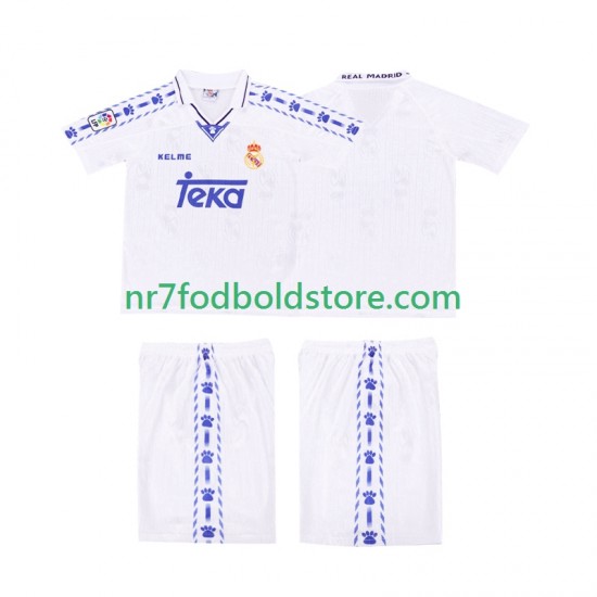 Real Madrid Trøje 1996-1997 Retro Børn Hjemmebane Fodboldsæt Kortærmet