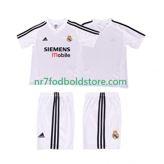 Real Madrid Trøje 5 Retro Børn Hjemmebane Fodboldsæt 2004 2002 Kortærmet