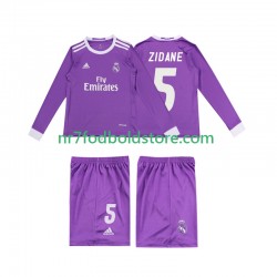 Real Madrid Trøje ZIDANE 5 2016 Retro Børn Udebane Fodboldsæt Langærmet