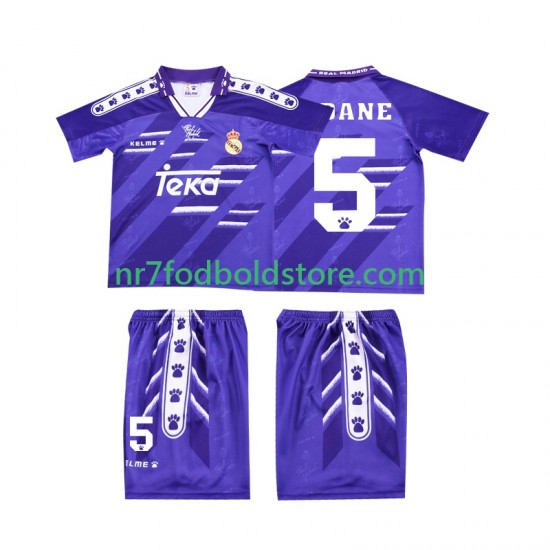 Real Madrid Trøje ZIDANE 5 1996 Retro Børn Udebane Fodboldsæt 1994 Kortærmet