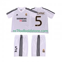 Real Madrid Trøje ZIDANE 5 5 Retro Børn Hjemmebane Fodboldsæt 2004 2002 Kortærmet