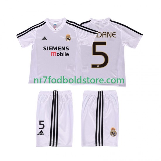 Real Madrid Trøje ZIDANE 5 5 Retro Børn Hjemmebane Fodboldsæt 2004 2002 Kortærmet