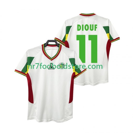 Senegal Trøje DIOUF 11 Retro Mænd Hjemmebane Fodboldsæt 2002 Kortærmet