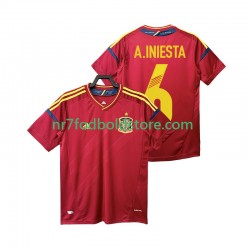 Spanien Trøje Andres Iniesta 6 2012 Retro Mænd Hjemmebane Fodboldsæt Kortærmet