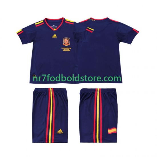 Spanien Trøje Retro Børn Udebane Fodboldsæt 2010 Kortærmet