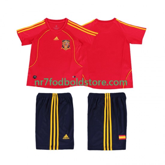 Spanien Trøje Retro Børn Hjemmebane Fodboldsæt 2008 Kortærmet