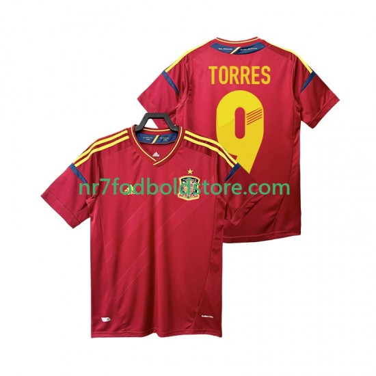 Spanien Trøje TORRES 9 2012 Retro Mænd Hjemmebane Fodboldsæt Kortærmet