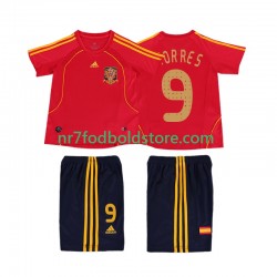 Spanien Trøje TORRES 9 Retro Børn Hjemmebane Fodboldsæt 2008 Kortærmet