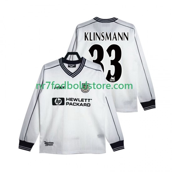 Tottenham Hotspur Trøje KLINSMANN 33 1997 Retro Mænd Hjemmebane Fodboldsæt 1999 Langærmet