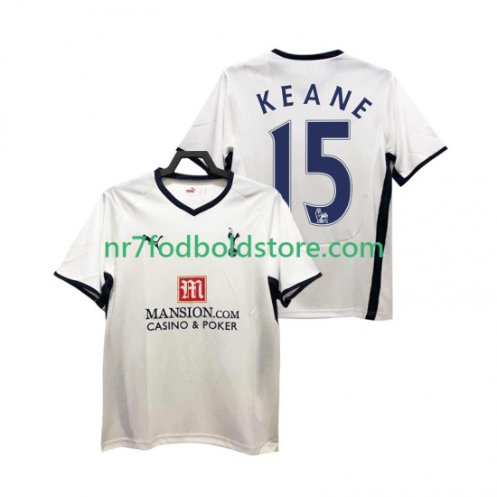 Tottenham Hotspur Trøje Keane 15 2009 Retro Mænd Hjemmebane Fodboldsæt 2008 Kortærmet