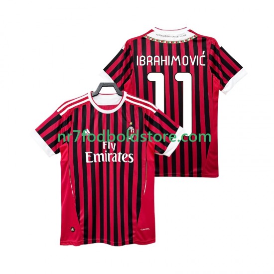AC Milan Trøje Ibrahimović Zlatan 11 2012 Retro Mænd Hjemmebane Fodboldsæt 2011 Kortærmet