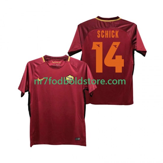 AS Roma Trøje SCHICK 14 2017-2018 Retro Mænd Hjemmebane Fodboldsæt Kortærmet